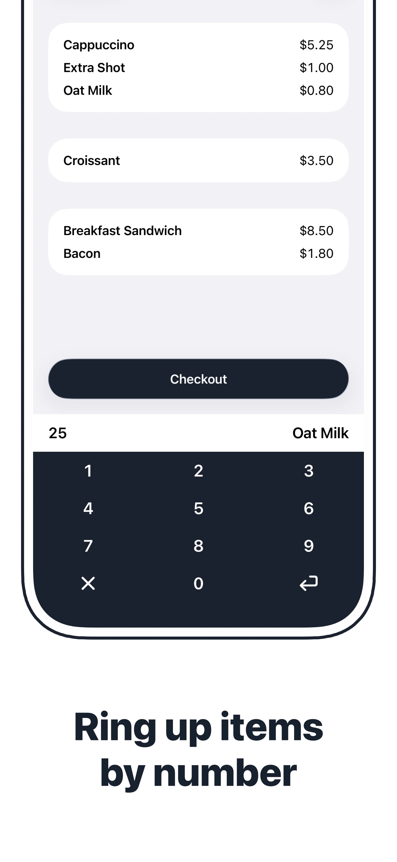 Singular item entry using product numbers
